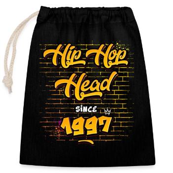Hip-Hop Head seit 1997 - 28 Jahre Real Vibes - Verschließbarer Geschenkbeutel aus Baumwolle (25x30cm) - Schwarz - Vorne