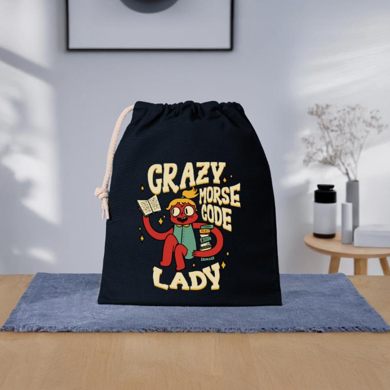 Morsecode Crazy Morse Code Lady Sac cadeau en coton avec cordon (25 x 30 cm)