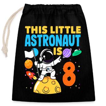 This little astronaut turns 8 years old - Closable cotton gift bag (25x30cm) - black - Front