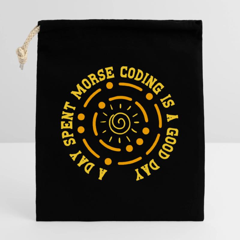 Morsecode Code Morse Une journée passée à coder Morse Sac cadeau en coton avec cordon (25 x 30 cm)