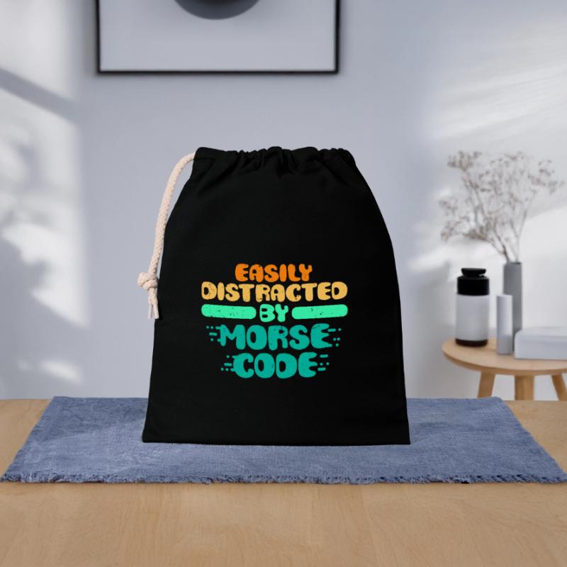Le code Morse facilement distrait par le code Morse Sac cadeau en coton avec cordon (25 x 30 cm)