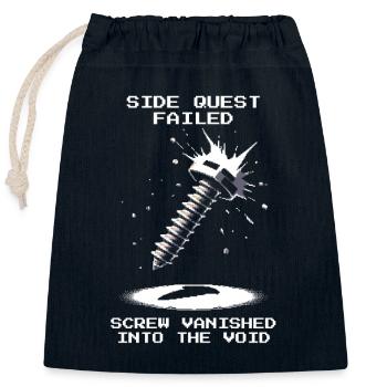 Side Quest Screw Away Precision Mechanics Pixel Retro - Closable cotton gift bag (25x30cm) - navy - Front