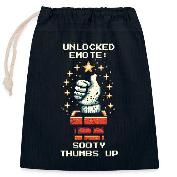 Ramoneur Emote Pouces vers le haut Rétro Pixel Art - Sac cadeau en coton avec cordon (25 x 30 cm) - bleu marine - Devant