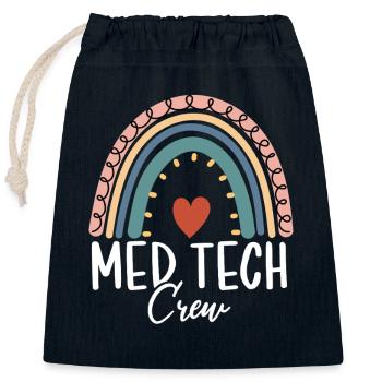 Med Tech Crew Boho Arc-en-ciel Drôle Laboratoire médical - Sac cadeau en coton avec cordon (25 x 30 cm) - bleu marine - Devant