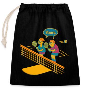 Witziges Doppel Tennis Motiv Geschenk Kollege Team - Verschließbarer Geschenkbeutel aus Baumwolle (25x30cm) - Schwarz - Vorne
