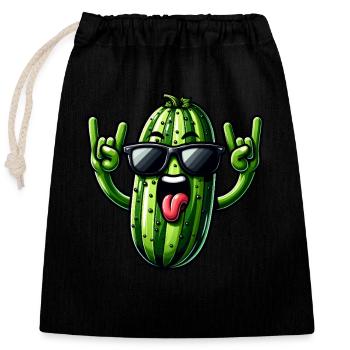 Lustige Gurke Pickle Gurkenliebhaber - Verschließbarer Geschenkbeutel aus Baumwolle (25x30cm) - Schwarz - Vorne