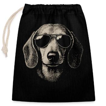 Cool Dachshund Dog Aviator Sunglasses Sketch - Closable cotton gift bag (25x30cm) - black - Front