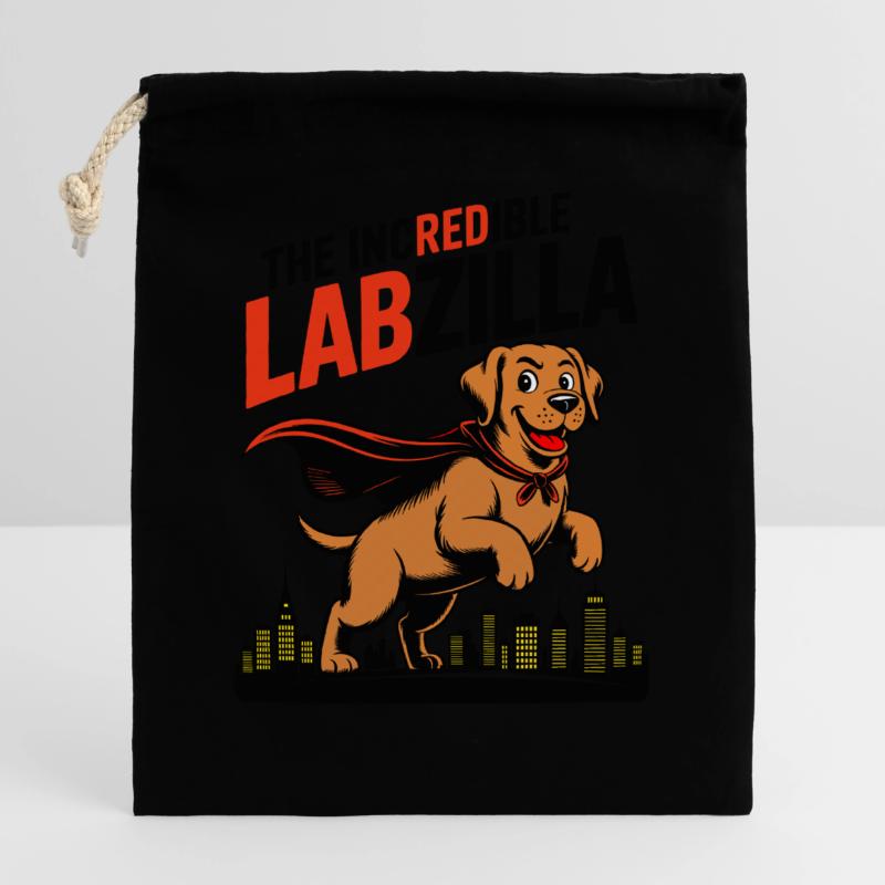Labzilla – Labrador roux en mode monstre Sac cadeau en coton avec cordon (25 x 30 cm)