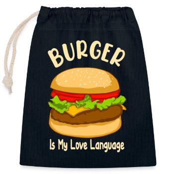 Burger is My Love Language - Food Design - Verschließbarer Geschenkbeutel aus Baumwolle (25x30cm) - Navy - Vorne