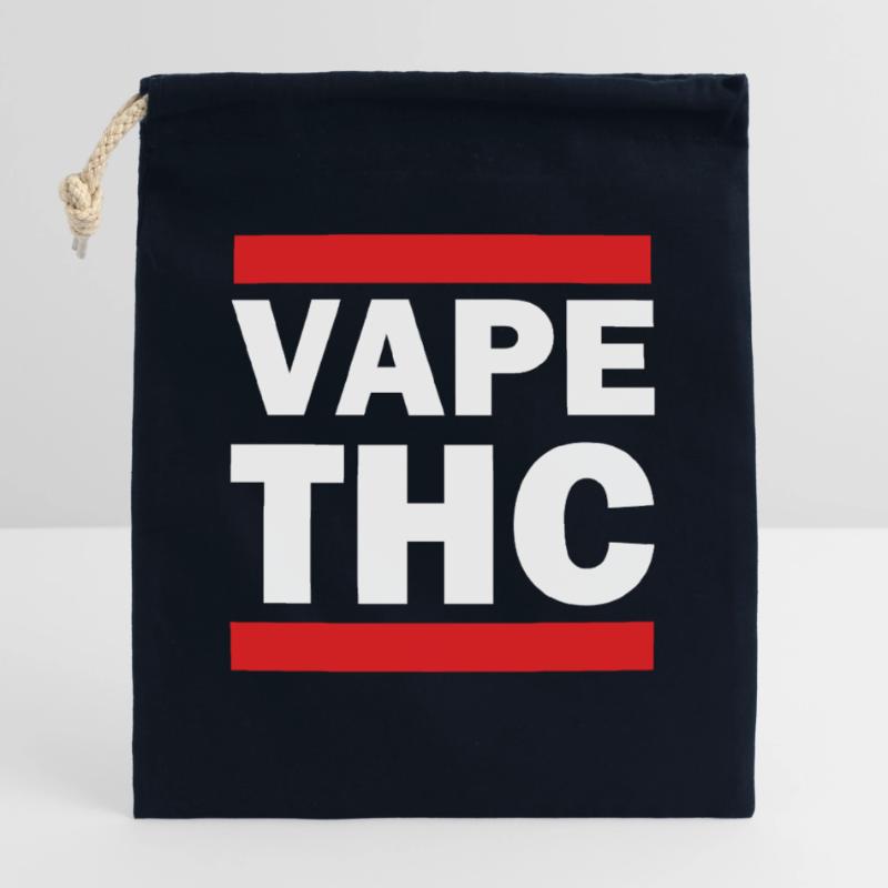 Vape THC Blanc Sac cadeau en coton avec cordon (25 x 30 cm)