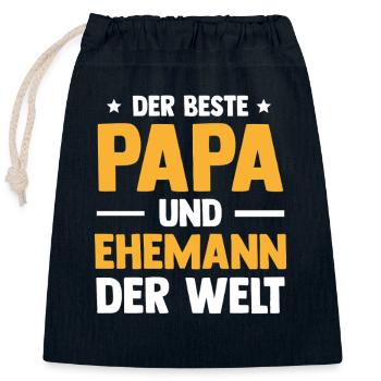 Bester Papa Und Ehemann Herrentag Vatertag - Verschließbarer Geschenkbeutel aus Baumwolle (25x30cm) - Navy - Vorne