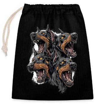 Cerberus Angry Dobermans – Aggressive Dogs - Closable cotton gift bag (25x30cm) - black - Front