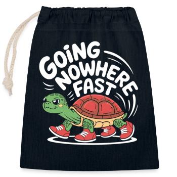 Schildkröten-Tempo mit Stil - Verschließbarer Geschenkbeutel aus Baumwolle (25x30cm) - Navy - Vorne