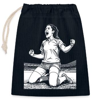 Footballer's shirt: midfielder with a view - Closable cotton gift bag (25x30cm) - navy - Front