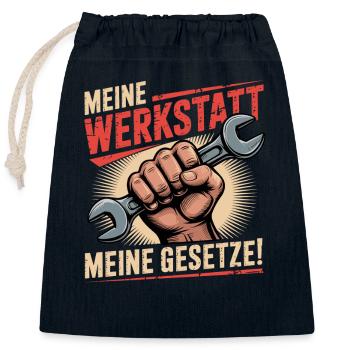 Meine Werkstatt Meine Gesetze - Verschließbarer Geschenkbeutel aus Baumwolle (25x30cm) - Navy - Vorne