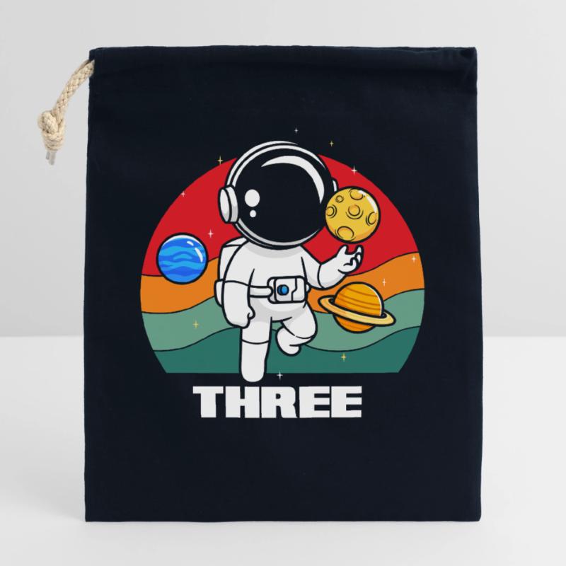 L’aventure spatiale pour les jeunes explorateurs Sac cadeau en coton avec cordon (25 x 30 cm)