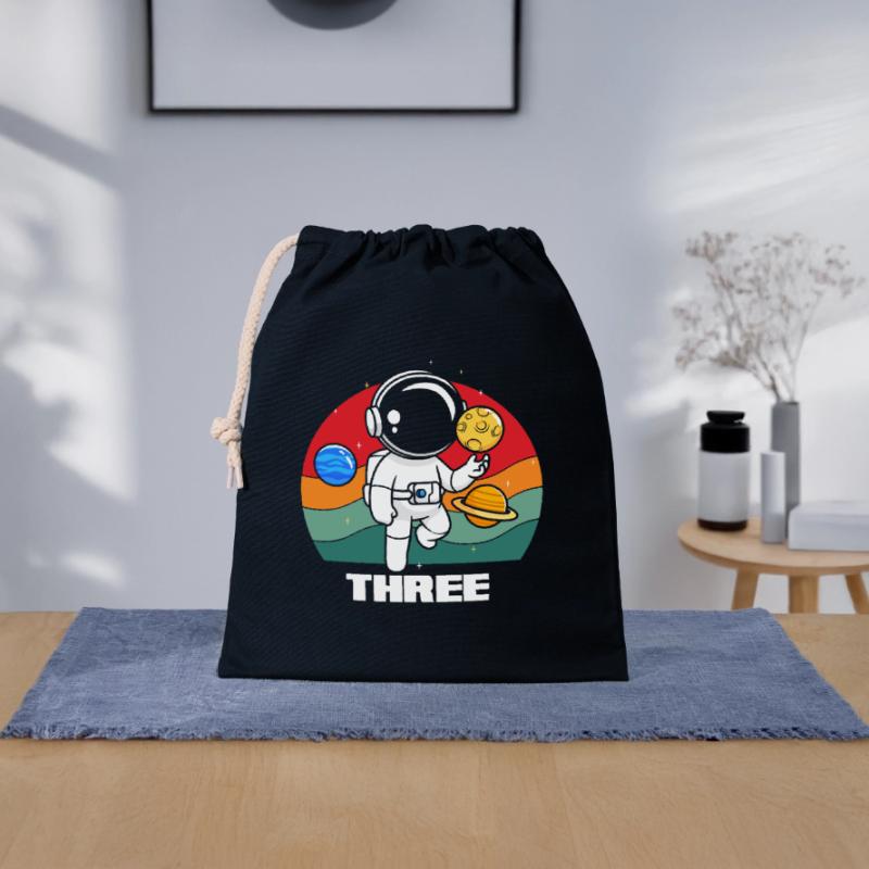 L’aventure spatiale pour les jeunes explorateurs Sac cadeau en coton avec cordon (25 x 30 cm)