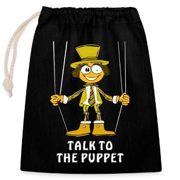 TALK TO THE PUPPET - Closable cotton gift bag (25x30cm) - black - Front