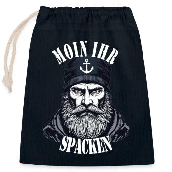 East Frisian North Sea Seaman Moin Your Spacken - Closable cotton gift bag (25x30cm) - navy - Front