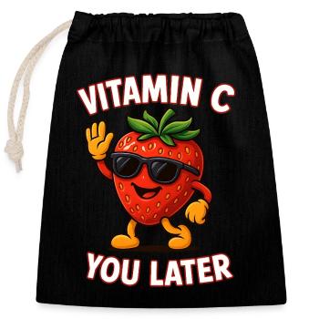 Drôle de fraise vitamine C fruits fruits - Sac cadeau en coton avec cordon (25 x 30 cm) - noir - Devant