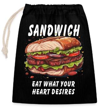 SANDWICH EAT WHAT YOUR HEART DESIRES - Closable cotton gift bag (25x30cm) - black - Front