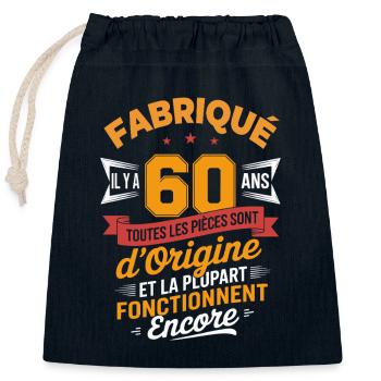 T-shirt 60 Ans Humour – Pièces d’Origine - Sac cadeau en coton avec cordon (25 x 30 cm) - bleu marine - Devant