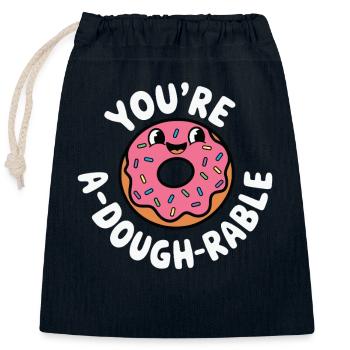 Jeu de mots mignon sur les beignets - Sac cadeau en coton avec cordon (25 x 30 cm) - bleu marine - Devant