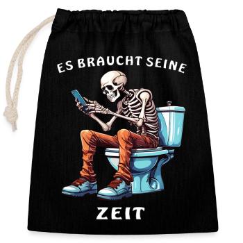 SKELETT TOILETTE SMARTPHONE - Verschließbarer Geschenkbeutel aus Baumwolle (25x30cm) - Schwarz - Vorne