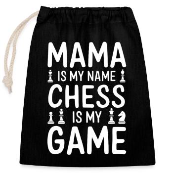 Stolze Schach Mama Design Mutter Schach - Verschließbarer Geschenkbeutel aus Baumwolle (25x30cm) - Schwarz - Vorne