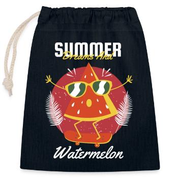 Summer Dreams And Watermelon - Verschließbarer Geschenkbeutel aus Baumwolle (25x30cm) - Navy - Vorne