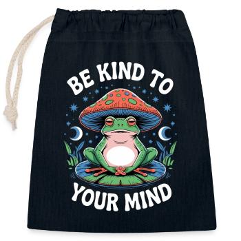 Sei Freundlich Zu Deinem Geist Frosch Meditation - Verschließbarer Geschenkbeutel aus Baumwolle (25x30cm) - Navy - Vorne
