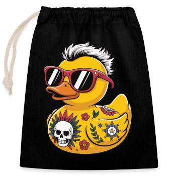 punk gummi ente sonnenbrille schädel tattoo blume - Verschließbarer Geschenkbeutel aus Baumwolle (25x30cm) - Schwarz - Vorne