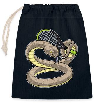 Snake Tennis Racket - Closable cotton gift bag (25x30cm) - navy - Front
