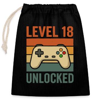 Gamer Birthday Retro Design - Closable cotton gift bag (25x30cm) - black - Front