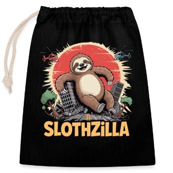 Slothzilla – Destruction in slow motion - Closable cotton gift bag (25x30cm) - black - Front