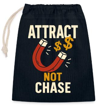 Money magnet: Attracting instead of chasing - Closable cotton gift bag (25x30cm) - navy - Front
