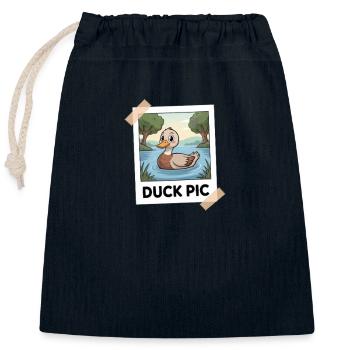 Drôle de canard photo de canard - Sac cadeau en coton avec cordon (25 x 30 cm) - bleu marine - Devant