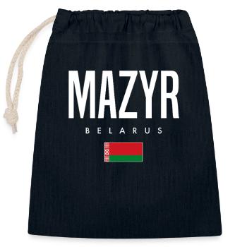Mazyr, Belarus, Belarus - Closable cotton gift bag (25x30cm) - navy - Front