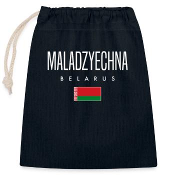 Maladzyechna, Belarus, Belarus - Closable cotton gift bag (25x30cm) - navy - Front