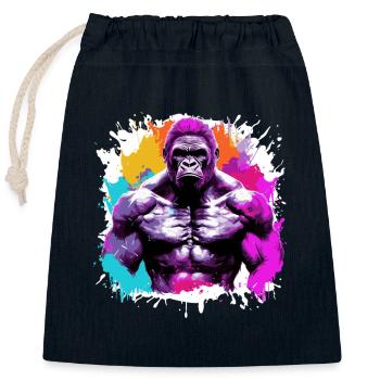 Gorille Bodybuilding Beast - Sac cadeau en coton avec cordon (25 x 30 cm) - bleu marine - Devant