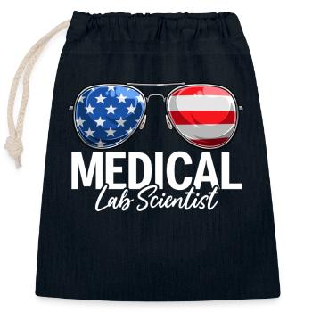 Scientifique de laboratoire médical États-Unis Lunettes de soleil MLS Lab - Sac cadeau en coton avec cordon (25 x 30 cm) - bleu marine - Devant