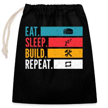 Eat Sleep Build Repeat Home Improvement Shirt - Closable cotton gift bag (25x30cm) - black - Front