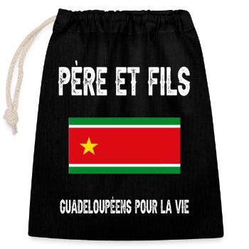 père fils papa guadeloupéen guadeloupe - Sac cadeau en coton avec cordon (25 x 30 cm) - noir - Devant