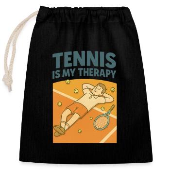 Le tennis est ma thérapie - Sac cadeau en coton avec cordon (25 x 30 cm) - noir - Devant