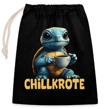 Chillkröte Wortspiel Schildkröte - Verschließbarer Geschenkbeutel aus Baumwolle (25x30cm) - Schwarz - Vorne