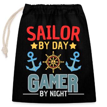 Lustiger Zocker Segler Gaming Spruch - Verschließbarer Geschenkbeutel aus Baumwolle (25x30cm) - Schwarz - Vorne