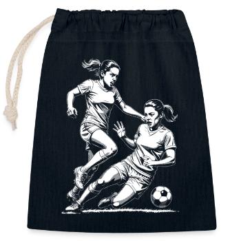 Duel au football ! Maillot d’entraînement de footballeur. - Sac cadeau en coton avec cordon (25 x 30 cm) - bleu marine - Devant