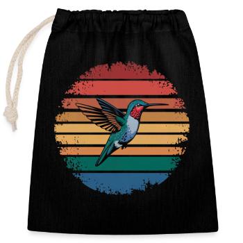 Retro Vintage Hummingbird Lover Nature Gifts - Verschließbarer Geschenkbeutel aus Baumwolle (25x30cm) - Schwarz - Vorne