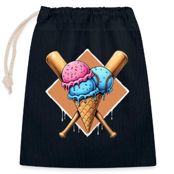 Baseball Batte de baseball - Sac cadeau en coton avec cordon (25 x 30 cm) - bleu marine - Devant