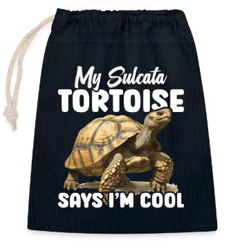 Meine Sulcata Tortoise Sagt, Ich Bin Cool - Verschließbarer Geschenkbeutel aus Baumwolle (25x30cm) - Navy - Vorne